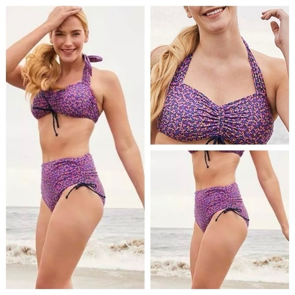 Matilda Jane Sunkissed Halter Swimsuit Set women’s size L Purple - Picture 1 of 12